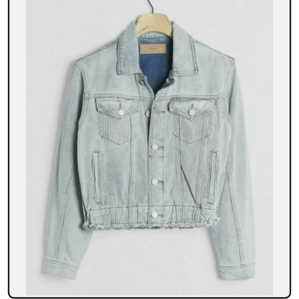 Anthropologie/Blank NYC Cropped Distress Light Wash Denim Jacket